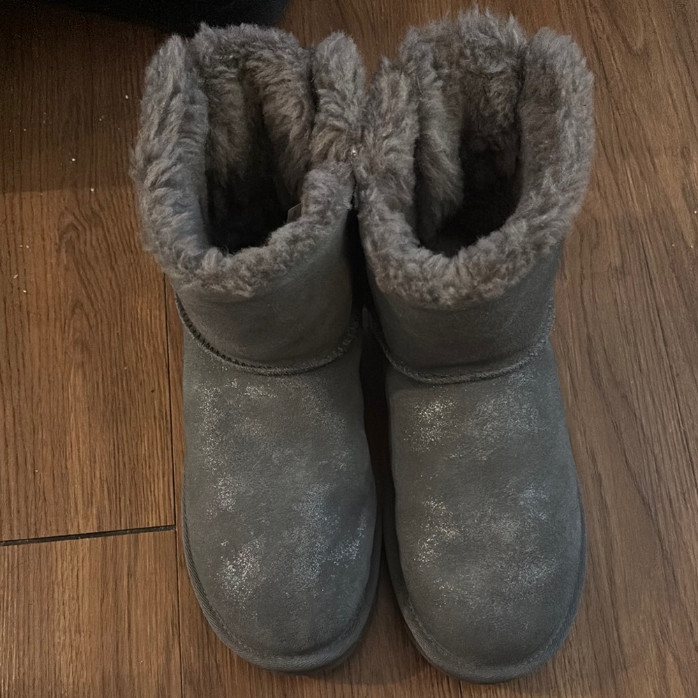 UGG Gray Ankle Boots with Fur Lining